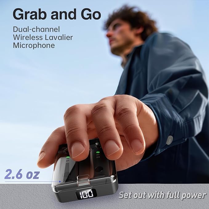 Wireless Lavalier Microphone for Phone/Pad (Lightning Port Only), HiFi Recording, Precise Noise Reduction, 40Hrs Battery, Magnetic Clip Phone Microphone for Video Recording Vlogging