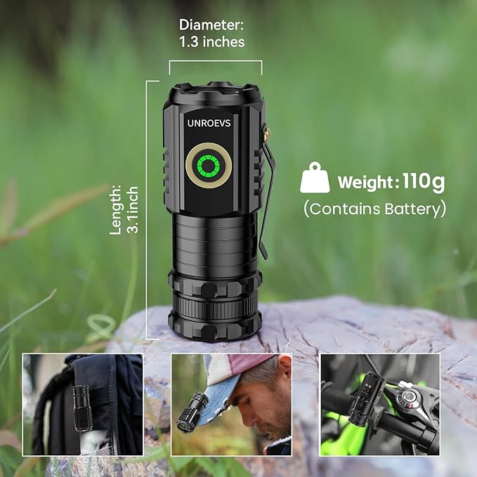 LED Mini Flashlight with Magnet,Super Bright Small Pocket Flashlight,5 Modes USB C Rechargeable, IPX6 Magnetic Flashlight for EDC Camping Outdoor.