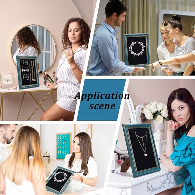 1Pcs Vintage Jewelry Display Stand, Jewelry Rack Photo Frame Shaped Earrings Display Holder with Pins Necklace Earring Ring Holder for Selling Vendors Boutique Women Gift