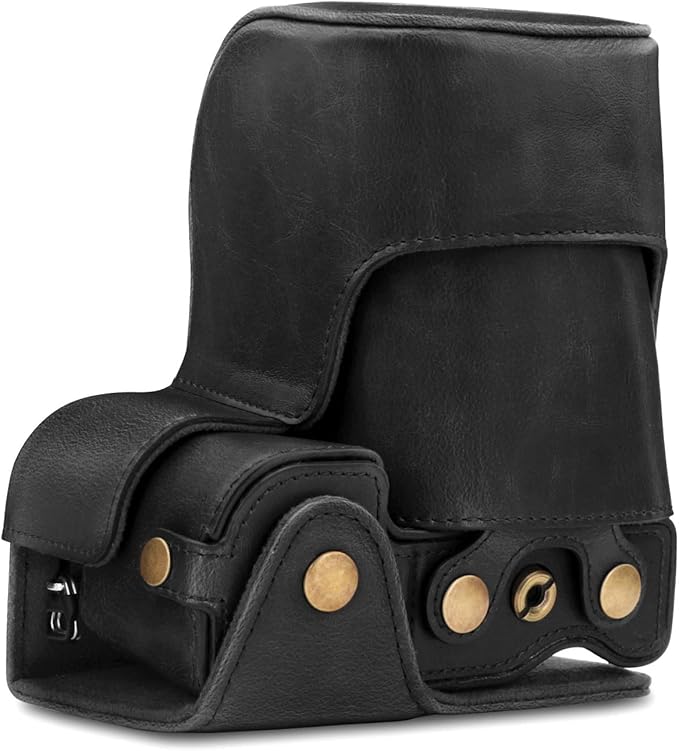 MegaGear MG1660 Ever Ready Leather Camera Case Compatible with Sony Alpha A6400 (18-135mm) - Black