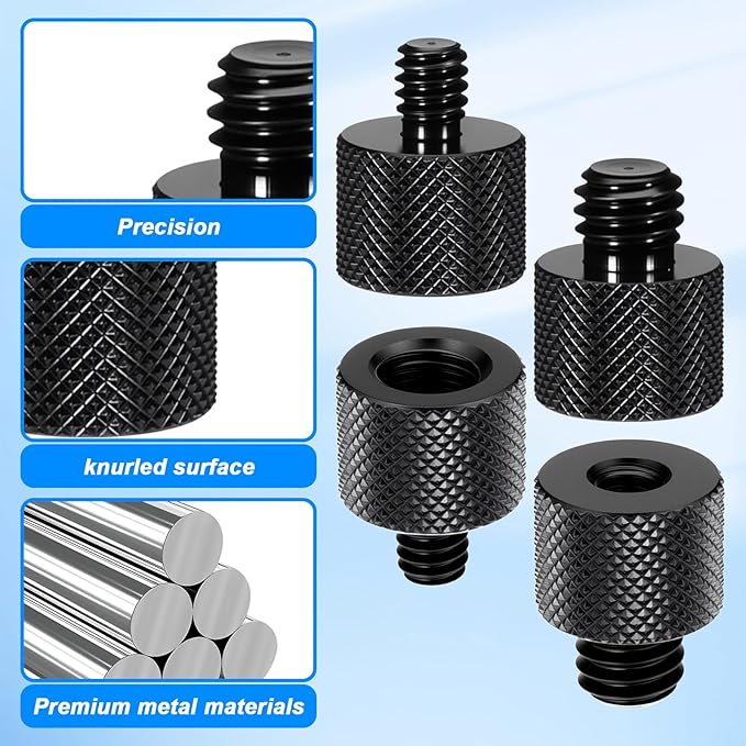 3/8 to 1/4 Camera Screw Adapter Thread 4 Pcs Aluminum Alloy 1/4 Female to 3/8 Male Camera Tripod Adapter for Cameras, Mount, Monitor