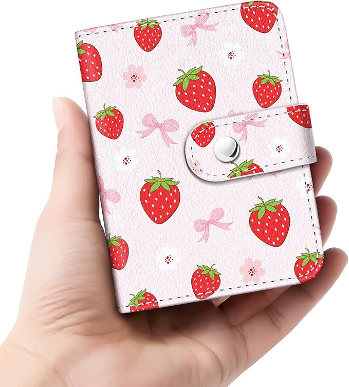 Lebrocoli Strawberry Bow Small Photos Album for 2x3 Inch Films, 56 Pockets Mini Cute Albums Book for Polaroid Fujifilm Instax Mini Instant Camera Printer, Kpop Photocard Pictures Binders Holders