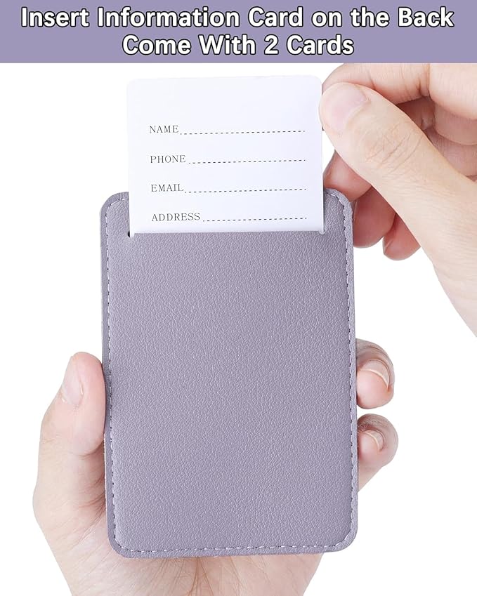 Teskyer Luggage Tags, Thick & Durable, Easy to Identify, Privacy Protection, TSA Approved Travel Essentials Suitcase Tags - 4 Pack, Purple