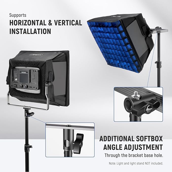NEEWER Upgraded Softbox Diffuser for NL660 RGB660 PRO II LED Video Light Panel, 12.6"x11.6" Foldable with Grid/Bag/Blackout Hood, No Need to Remove barndoors Quick Set Up for Soft Light, NS4S