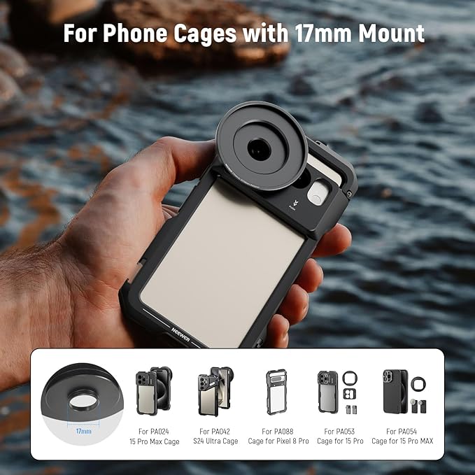 NEEWER 17mm to 37mm & 58mm Lens Filter Adapter Ring, Compatible with Beastgrip 37mm Lenses 58mm Filters Phone Cage Rig Stabilizer for iPhone 16 15 Pro Max S24 Ultra Video Recording, PA062