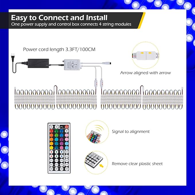 Dyna-Living LED Storefront Lights 120FT Commercial RGB Window Lights for Store Front Decorative 240PCS 3-LED 5050 SMD RGB Module for Signs IP65 Waterproof Strip Light for Business (12 Packs-White)