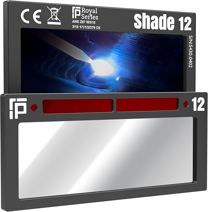 The Prince Single 2.0 | Shade 12 Silver Auto Darkening Welding Lens | 20A TIG Rating - No Flashing | 2" X 4.25" X 0.2" | Silver Welding Lens - Blue Puddle | Ridge Products Royal Series 2.0
