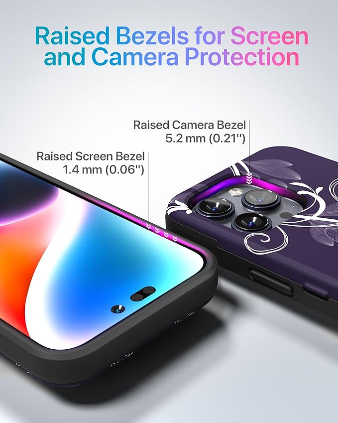 TORU for iPhone 15 Pro Wallet Case with Card Holder, Hidden ID Credit Card Slot Flip Kickstand, Slim Fit Shockproof Heavy Duty Phone Cover with Strap - Floral Pattern Flowers