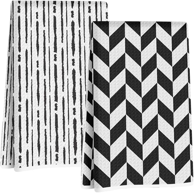 2Pcs Minimalist Kitchen Towels 24x14 Inch, Chevron Vertical Line Seamless Pattern Hand Towels for Kitchen Home Decor, Absorbent Microfiber Dish Cloth Tea Towel, Housewarming Gifts for Women Mom
