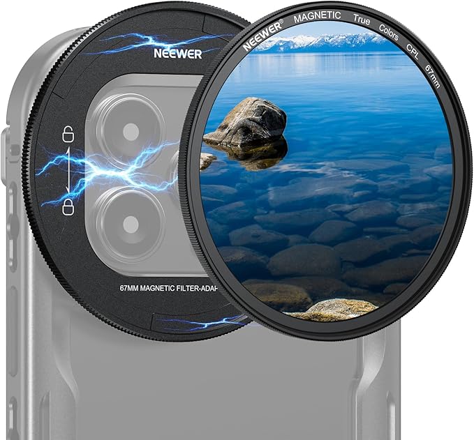 NEEWER 67mm Magnetic CPL Filter Set, Circular Polarizing Multicoated HD with Magnetic Filter Backplate Adapter, Compatible with iPhone 16 Pro/16 Pro Max Phone Cage Video Rig (PA073/PA074)