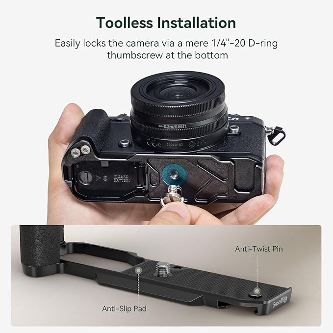 SmallRig Z fc Handgrip L-Shape Grip Holder for Nikon Z fc Camera, Retro-Style Side Handle with 1/4"-20 Threaded Hole, Cold Shoe, Quick Release Plate for Arca, Lightweight and Comfort (Black) - 4263