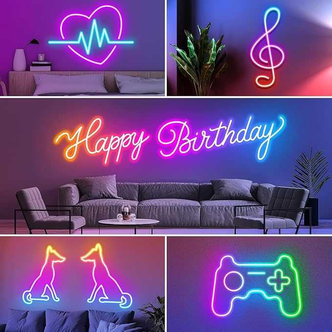 LETIANPAI 16.4FT Neon Rope Lights,Flexible Led Rope Lights Control with App/Remote,Multiple Modes Music Sync Gaming RGB Led Neon Lights for Bedroom Outdoor
