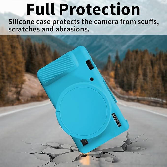 Camera Case for Sony ZV-1, ZV1 Camera Cover Silicone Camera Sleeve Body Skin Protective Case with Removable Lens Cap for Sony ZV 1 Digital Camera, Blue