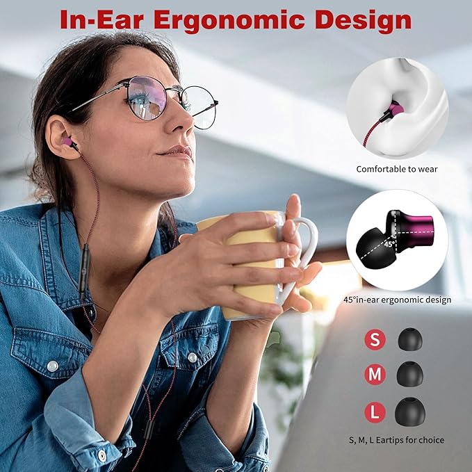 COOYA USB C Headphone Type C Wired Earbuds for iPhone 17 Pro Max 16 15 iPad 10 Air 6 Pixel 9 8 Magnetic Bass Noise Canceling In-Ear Earphone+Mic for Samsung Galaxy S25 Ultra S24 S23 A16 for OnePlus 13