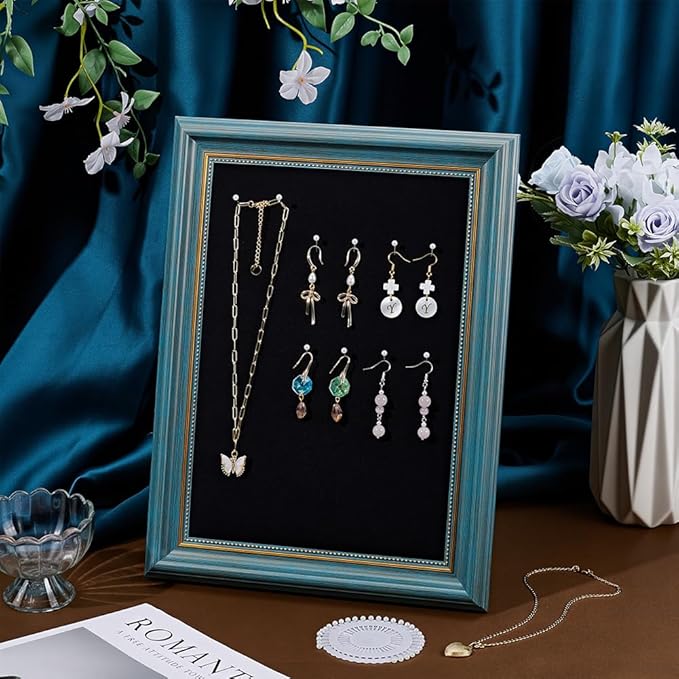 1Pcs Vintage Jewelry Display Stand, Jewelry Rack Photo Frame Shaped Earrings Display Holder with Pins Necklace Earring Ring Holder for Selling Vendors Boutique Women Gift