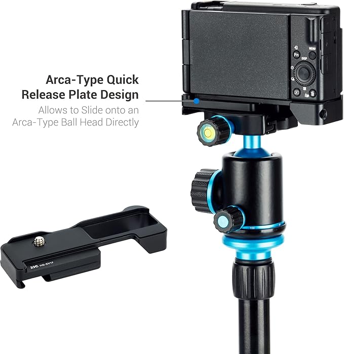 ZV-1F ZV1F Camera Metal Grip Extension Bracket with Mic Cold Shoe Mount for Sony ZV-1F ZV-1II (Not for ZV-1),Must-Have Accessory for Vlog YouTube Vertical Video Shooting, Arca Swiss Quick Release Base
