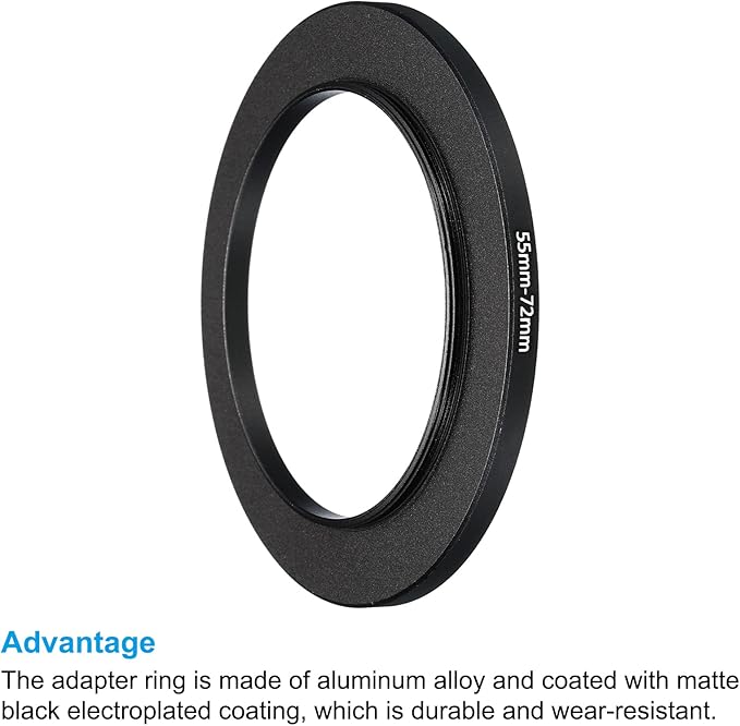 PATIKIL 55mm-72mm Metal Step Up Ring, 2 Pack Camera Lens Filter Adapter Ring Aluminum Filter Adapter Ring for Camera Lenses Hood, Black