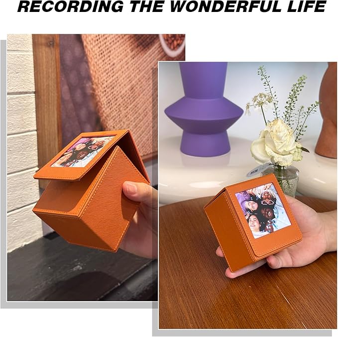 WOGOZAN Picture Holder Case for Fujifilm Instax Link Square SQ40 SQ1 SQ6 SQ10 SQ20 SP-3 Instant 2.9x3.4 Inches Film Camera Accessories Photo Pouch Protection Case Can Hold 80 Films (Only One)- Brown