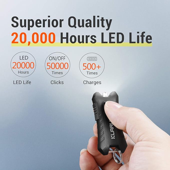 klarus Mi2 Mini LED Keychain Flashlights, Super Lightweight & Small Rechargeable 40 Lumens EDC Flash Light with Built-in Battery and USB Cable(Black)