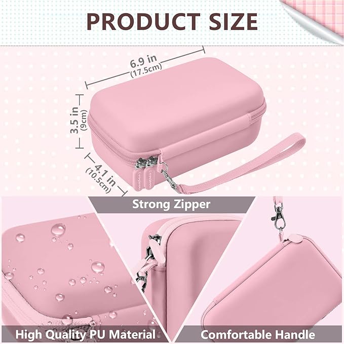 Leayjeen Kids Camera Case Compatible with Cimizi/Gofunly/Aasonida/CAMCLID/LETSHAHA Kids Instant Print Camera, Kids Instant Camera for 1080P Printed Photos,Birthday Gifts for Kids-Pink(Case Only)