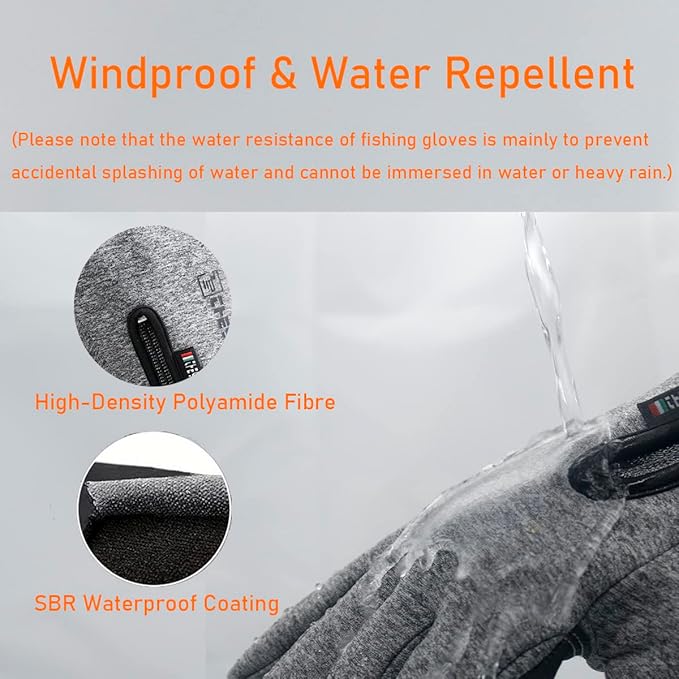 LJCUTE Winter Fingerless Fishing Gloves for Men & Women, Cold Weather Windproof Touchscreen Warm Cycling Gloves for Photography Hunting Ski Motorcycle Driving