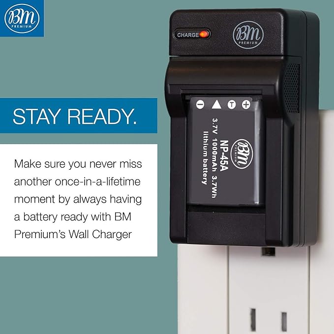BM NP-45A Battery and Charger for Fujifilm INSTAX Mini 90, FinePix XP130, XP140, XP150, XP170, XP200, XP50, XP60, XP70, XP80, XP90, T400, T500, T510, T550, T560, JX550, JX580, JX590, JX700, JX710