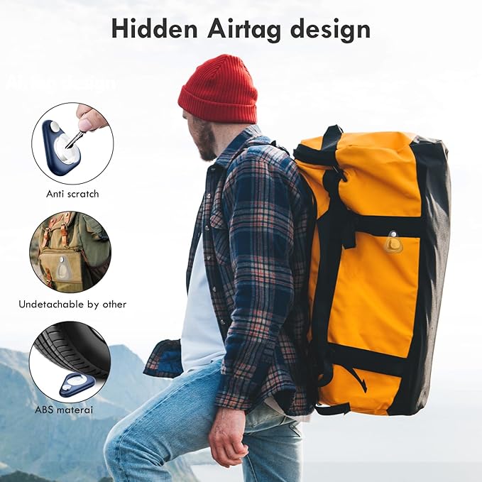 for Airtag Holder for Kids Hidden,2PCS GPS Tracker Case, Anti-Removal for Airtag ABS Case with Pins, Suitable for Children, Elderly, Pets, Backpack, Luggage（White,Navy Blue）