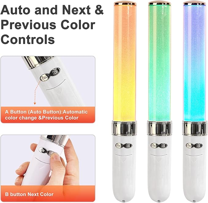 18 Colors Changing Glow Sticks, LED Light Stick Party Supplies, Resuable 2 Modes Flashing Light Glowsticks, Glow in Dark Party Supplies for Concert, Brithday,Raves , Parking Guides 15 years+ old