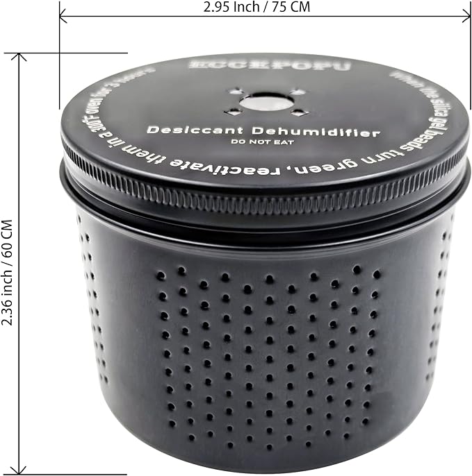 Gun Safe Dehumidifier 200g - Silica Gel Desiccant Canister, Moisture Absorber for Gun Cabinets & Safes, Protect 27 Cubic Feet, Black, Aluminum Shell
