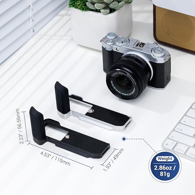 X-M5 XM5 Handgrip, L-Shape Bracket Handle for Fujifilm Fuji X-M5 XM5 Camera, with Built-in Arca Quick Release Plate & Battery Compartment Opening, XM-5 Hand Grip Holder Anti-Slip Microfiber Pad Design
