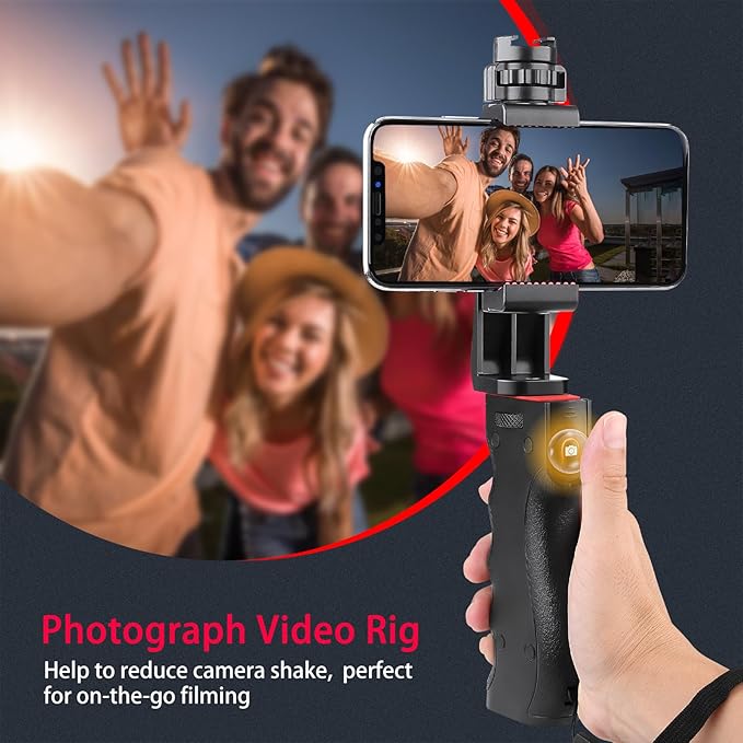 Zeadio Wireless Smartphone Stabilizer, Vlogging Video Handle Grip, with Clamp Mount and Remote Shutter for iPhone and Android Phone and Other Smartphone