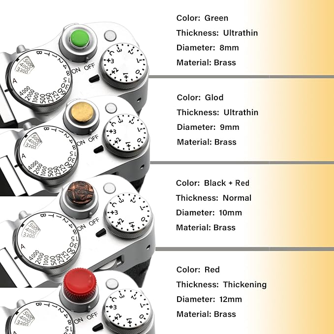 Metal Camera Shutter Button Upscale and Delicate Soft Accessories for X-M5 X-T5 X-T4 X-T3 X-T30 X-T30II X100VI X100V X-E4 X-E3 XA5 (Fashion)