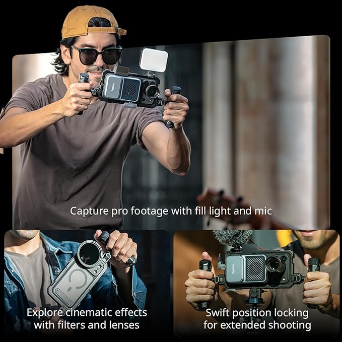 SmallRig Phone Video Cage Dual Handheld Kit for iPhone 17 Pro Max, Phone Rig with Wireless Quick Release Side Handle, 17mm T-Mount Lens Backplate for Video Recording/YouTube/Live Streaming/Vlog - 5541