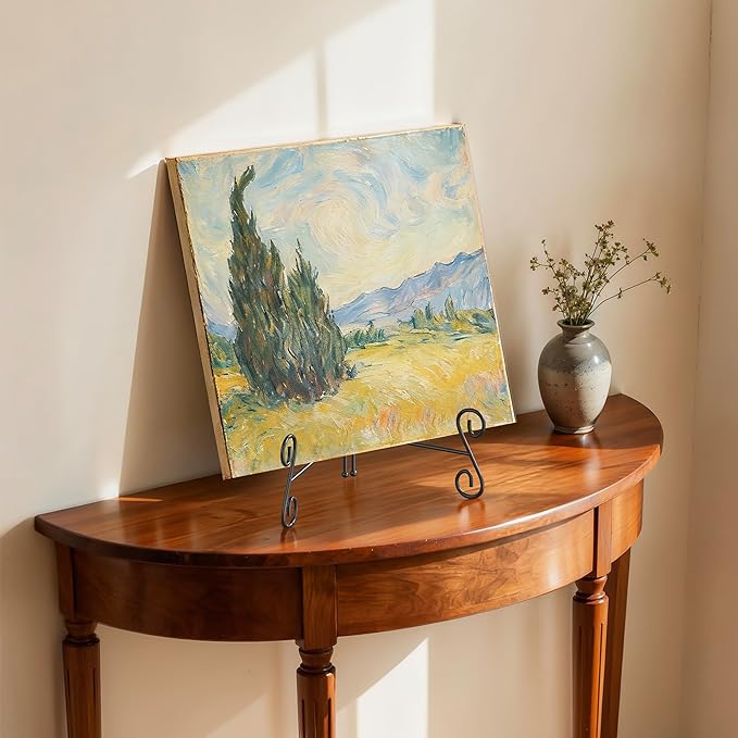 Plate Stands - 10 Inch Easel Stand for Decoration, Photos, Cookbooks & Albums - 2 Pack Black Metal Plate Holder
