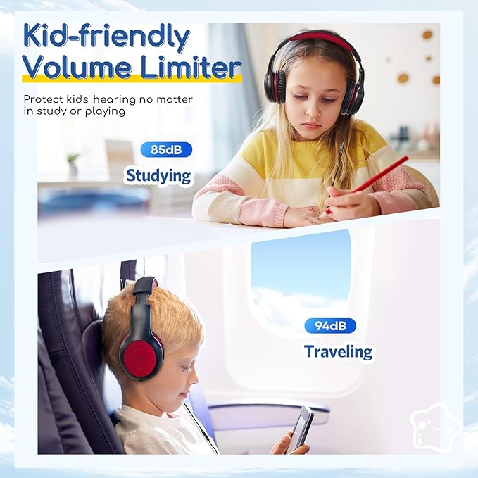 EarFun 2Packs Kids Headphones Wired with Microphone, 85/94dB Volume Limit Headphones for Kids, Portable Wired Headphone with Shareport, Stereo Sound Foldable Headset for School/Tablet/iPad/Kindle