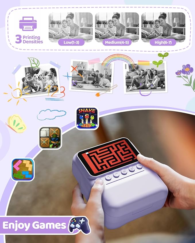 TIATUA Kids Camera Instant Print for Girls Ages 3-14, 3-inch HD Screen Camera for Kids with Printing Paper, 1080P Digital Toddler Toys for 4 5 6 7 8 9 10 11 12 Years Old (Purple)