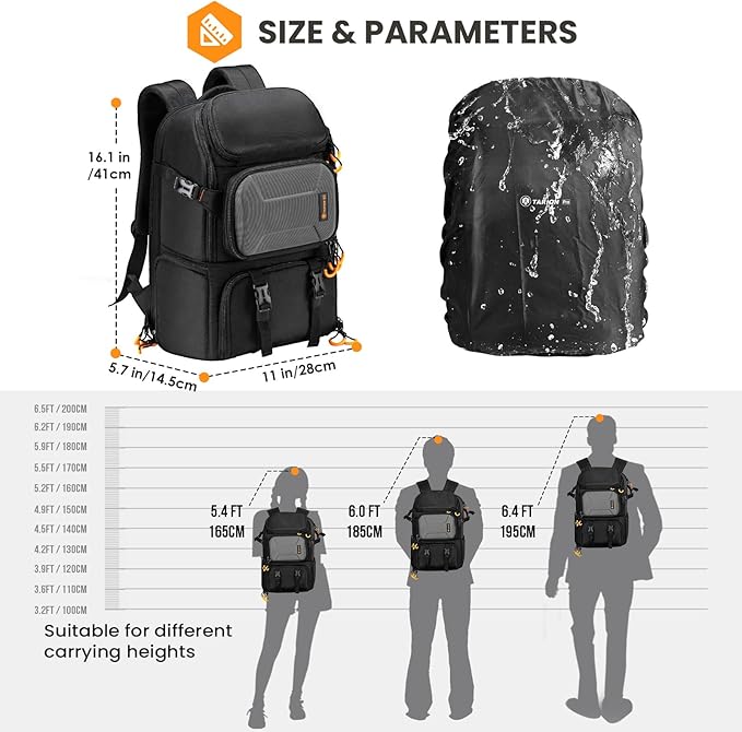 TARION Professional Camera Backpack Large - DSLR Bag with 15.6" Laptop Compartment Tripod Holder Waterproof Raincover Outdoor Hiking Travel for Men Women Photographers - PBL