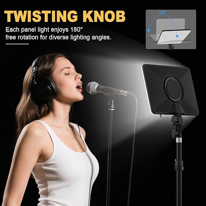 30W Upgraded Photography Lighting Kit, Anautin 1-Pack LED Video Lighting for Video Recording, 3700Lux Studio Lights with Tripod Stand for Photography, Streaming, Gaming, Podcast, Filming, Vlogging