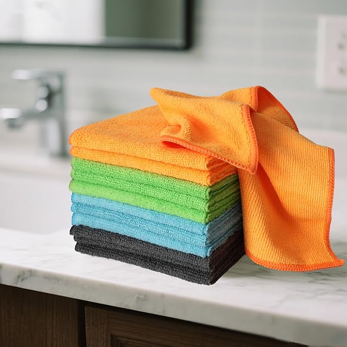 12 Pack Microfiber Cleaning Cloth 11.8x11.8inch - Streak-Free, Reusable Wipes for Glass, Kitchen, Car, Dusting - Absorbent & Lint-Free (Mixed Color 3, 11.8 x 11.8 inch)