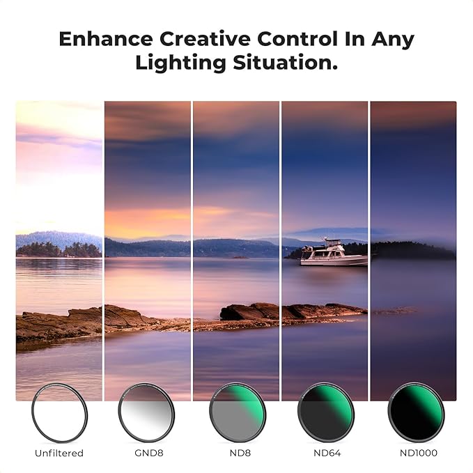 K&F CONCEPT 62mm Magnetic GND8 ND8 ND64 ND1000 Magnetic Basic Ring Camera Lens Filters Kit (5 Pack) -Optical Glass Neutral Density Filters Kit with 28 Multi-Layer Coated (Nano-X Series)