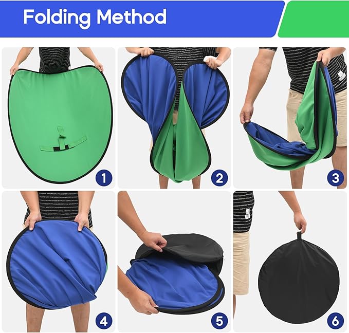 Portable Blue Green Screen Chair, 57 in Greenscreen Backdrop with Stand 2-in-1Double Sided Foldable Green Background, for Video Chats and Meetings, Photography, Photo Zoom, Streaming Games