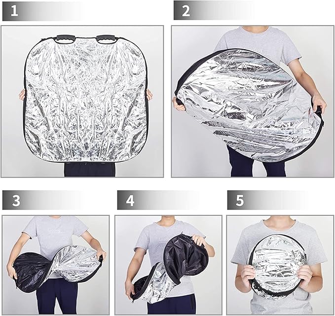 Selens 32 Inch Photography Reflector with Handle, 5 in 1 Collapsible Square Reflectors for Photo Studio Video Outdoor Accessories