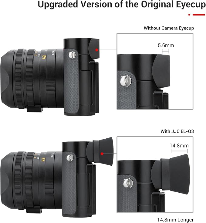 JJC Camera Viewfinder Eyecup for Leica Q3 43 & Q3, Soft Silicone Eyepiece with Extended Design, Easy Hot Shoe Installation