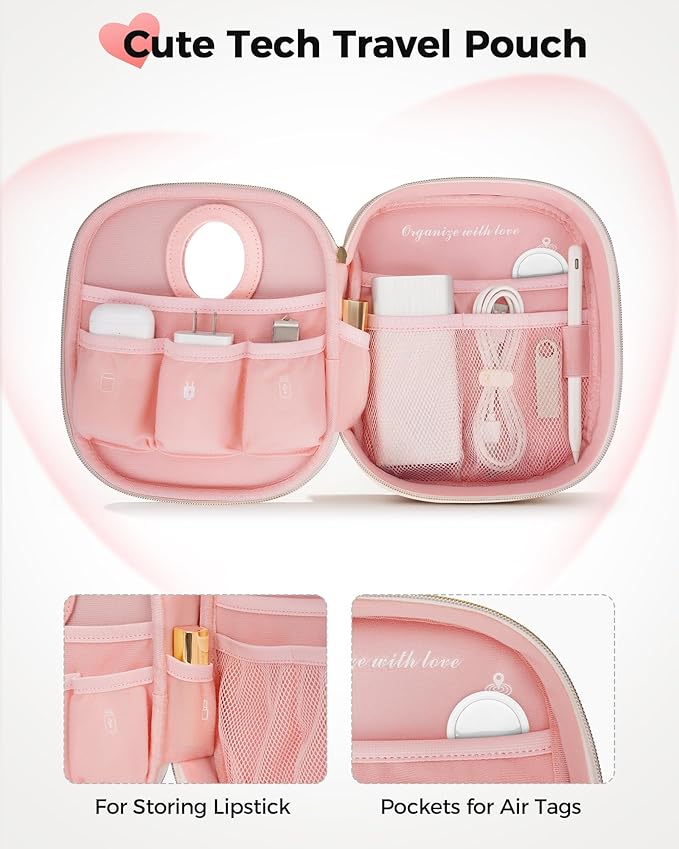 MATEIN Hardcase Tech Accessory Pouch, Valentines Gifts for Her, Cute Travel Electronics Organizer Cable Organizer Bag for Girls, Waterproof Portable Instant Print Camera Case for Travel Essentials