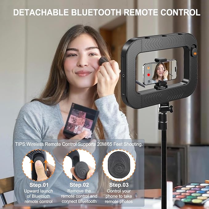 Phone Ring Light for Video Recording, Smartphone Video Rig with Light, 8000mAh RGB Portable LED Selfie Kit for Camera, TikTok, YouTube, Makeup, Vlogging