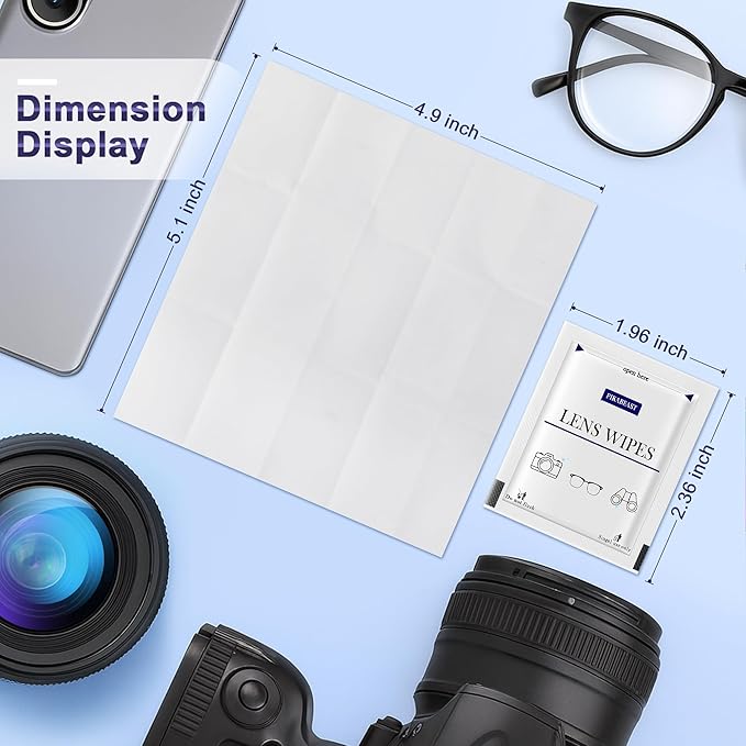Pikabeast 200 Count Lens Wipes for Eyeglasses, Eyeglass Cleaner Wipes for Cameras, Sunglasses, Phone and Computer - Keep Your Lenses Spotless