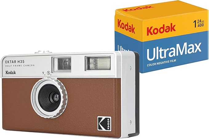 Kodak EKTAR H35 Half Frame Film Camera (Brown, Bundle with 24exp Film)