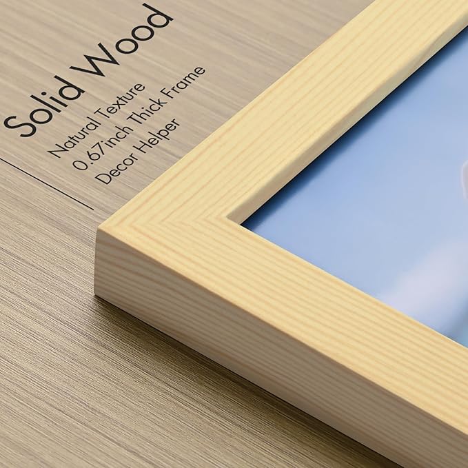 Vittanly 4x6 Picture Frame, Made of Solid Wood and Shatterproof Plexiglass, Wooden Photo Frame for Wall Mounting or Tabletop Display, Picture Frame for Home Decor with Stand, Natural, 1 Pack