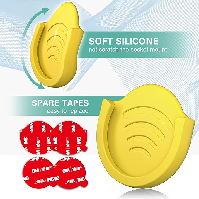 pop-tech 2 Pack Socket Car Mount, Silicone Phone Holder for Collapsible Grip Users with 3M Sticky Adhesive Replacement Used on Wall, Dashboard, Mirror, Desk, Home, Door, Office Yellow