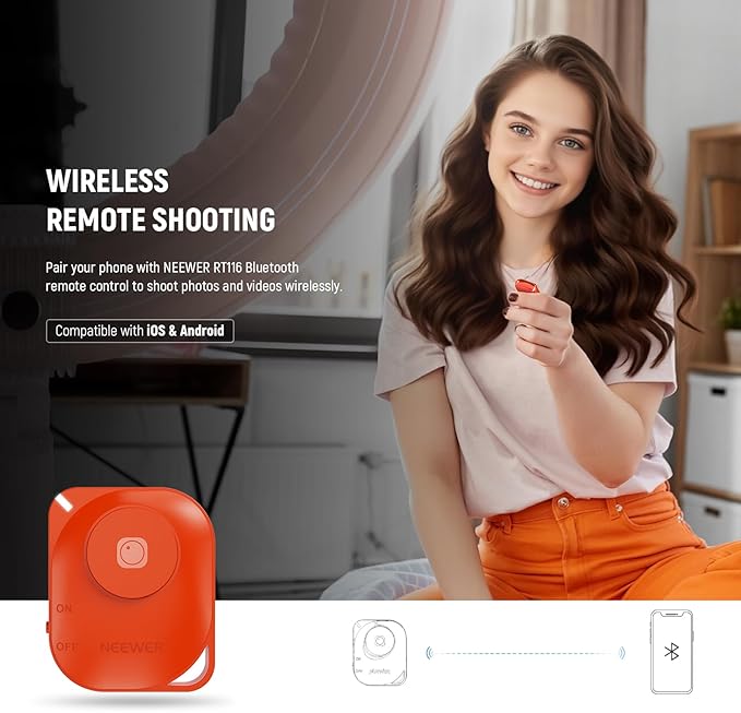 NEEWER 14" Inflatable Large Ring Light with Tripod Stand/Phone Holder/Remote, 35W Portable LED Ringlight 2900-6500K 2400lux CRI95+ for iPhone Selfie Streaming Video Recording Makeup Lash Studio, RA14B